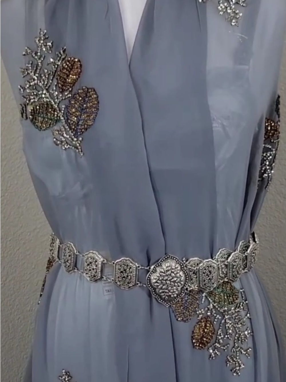 Yemeni dir3 beaded unstitched fabric with matching under slip. Belt not included